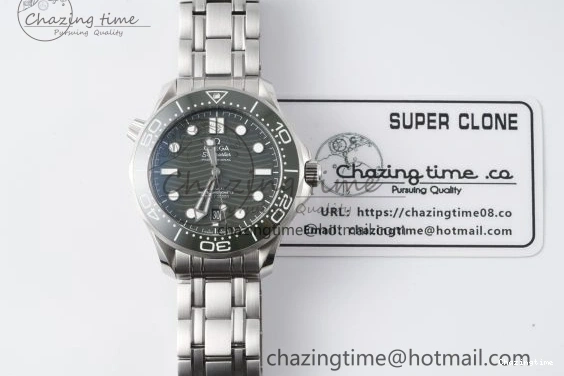 0123 Seamaster Diver 300M ZF 1:1 Best Edition Green Ceramic Green Dial on SS Bracelet A BestValue 7825